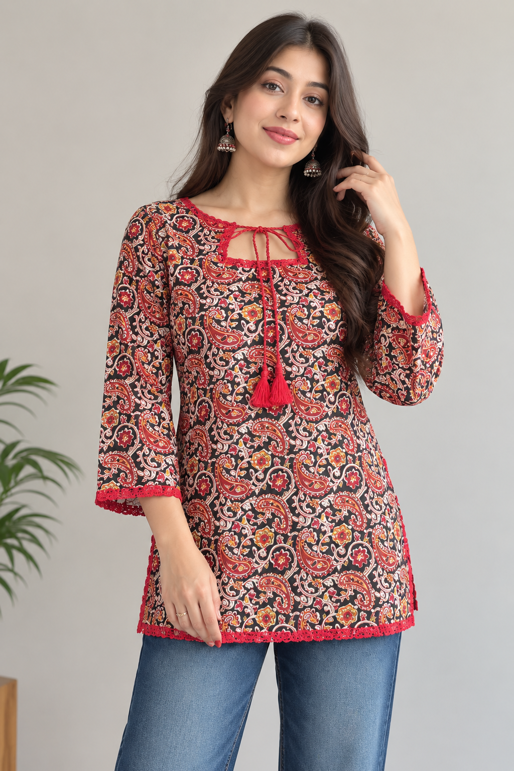 Ruby Paisley – Printed Short Kurti
